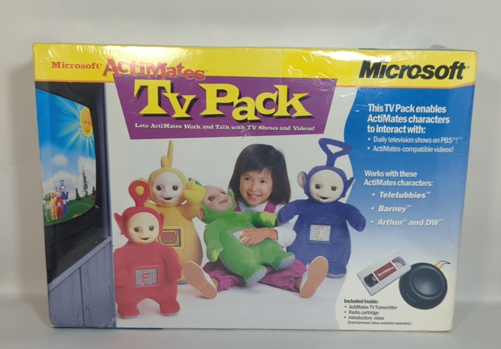 Vintage Microsoft ActiMates TV Pack Sealed Box 1999 Teletubbies