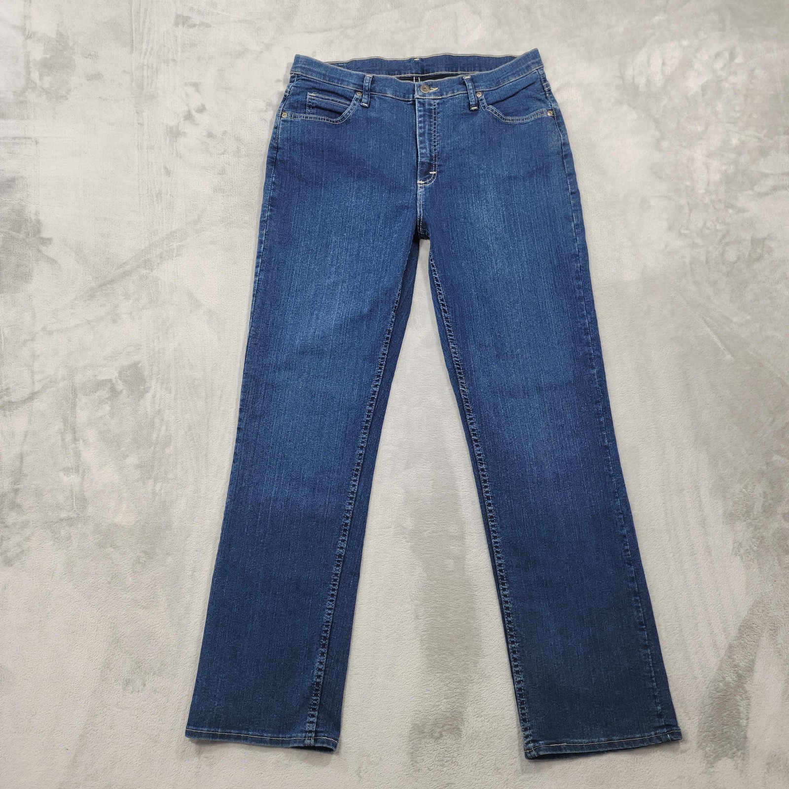 Riders By Lee Jeans Womens 14 Blue Mid Rise Straight Leg Stretch Denim Casual