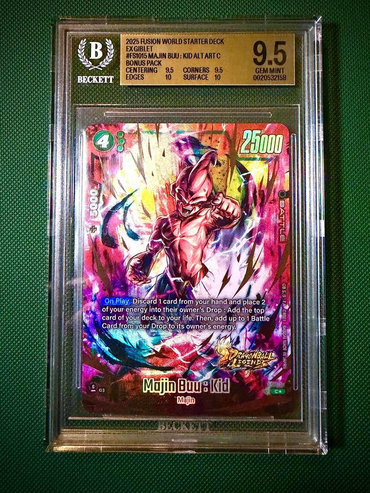 Bandai DBS Fusion World Majin Buu: Kid Alternate Art Foil FS10-15 BGS 9.5 Bandai DBS Fusion World Majin Buu: Kid Alternate Art Foil FS10-15 BGS 9.5