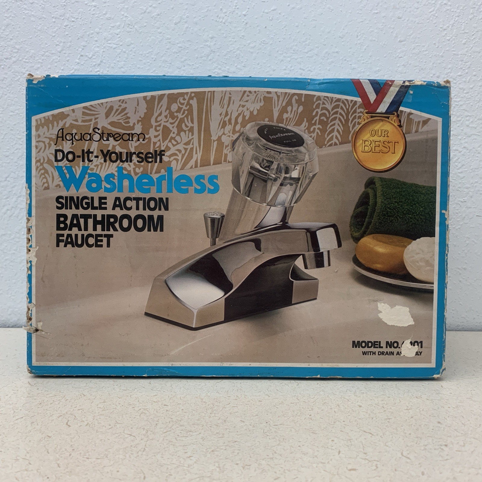 VINTAGE Moen AquaStream Knob Handle Chrome Lavatory Faucet No. 4201 Made In USA