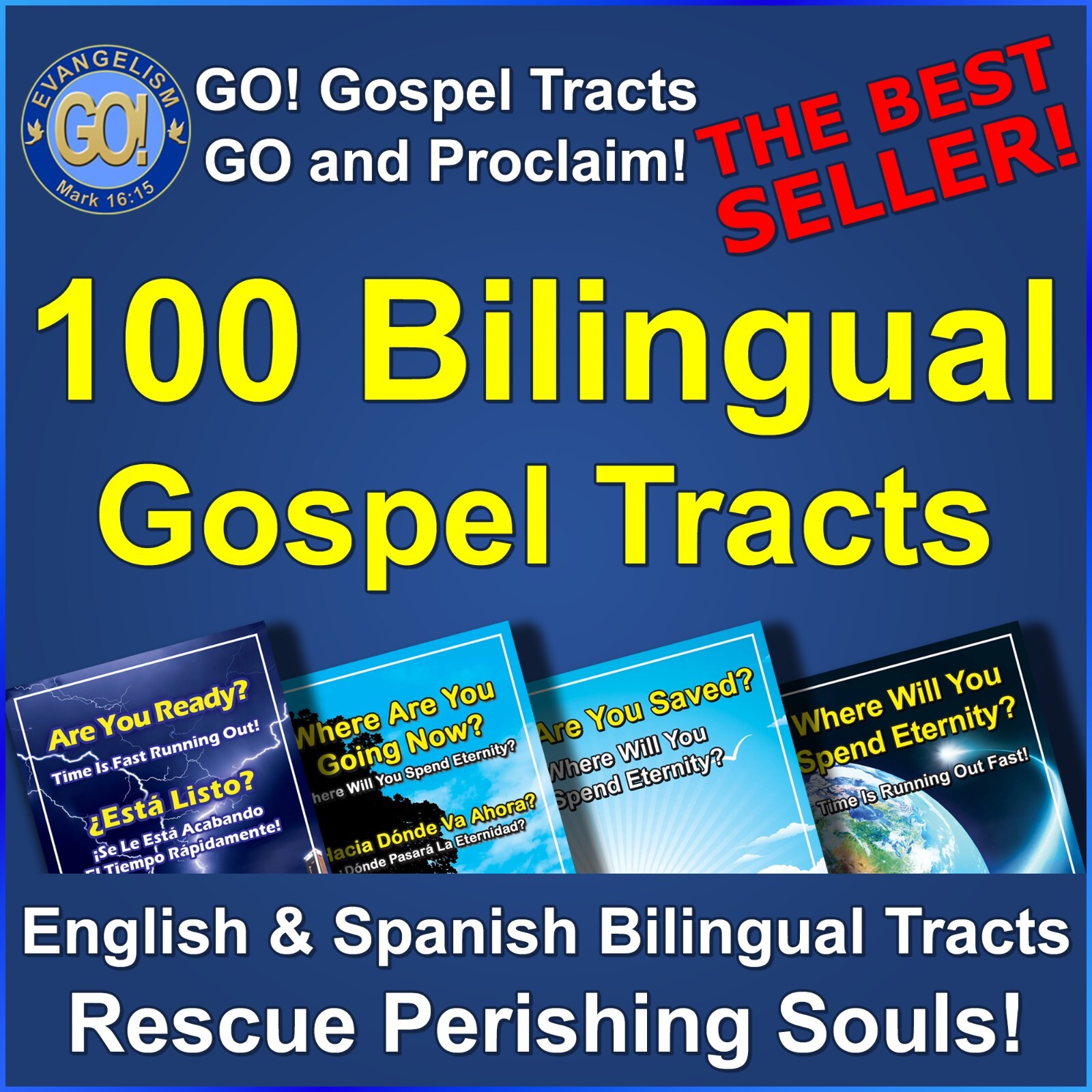 100 Bilingual Gospel Tracts - 4 Different Covers - 20 Pages - \