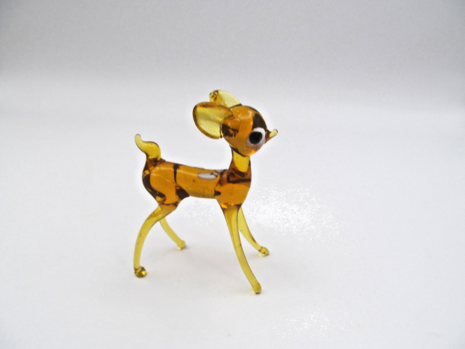Vintage Murano Hand Blown Glass Spotted Deer Figurine Amber