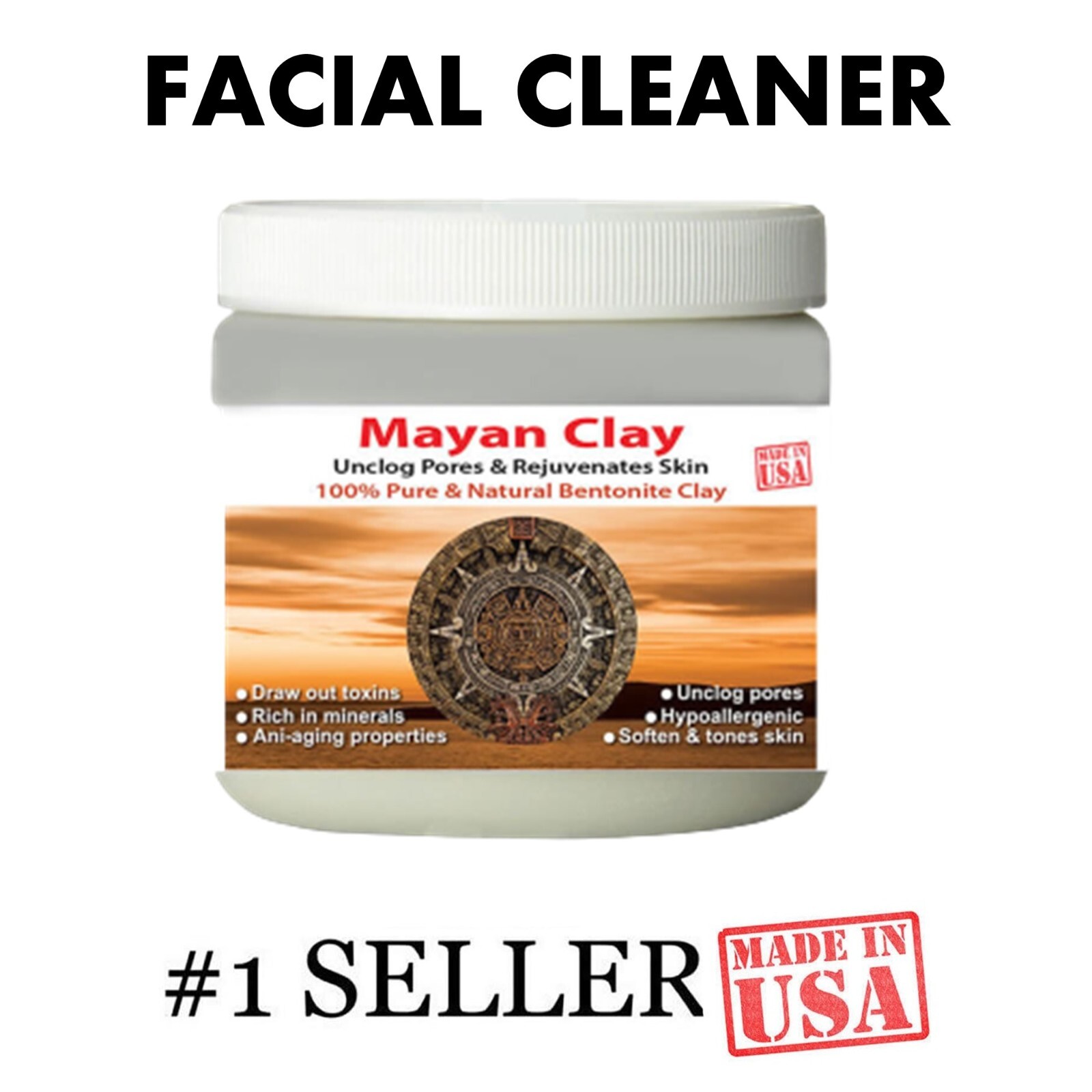 Bentonite Clay Indian Healing Clay Deep Pore Cleansing Beauty Facial Mask - 1 Lb