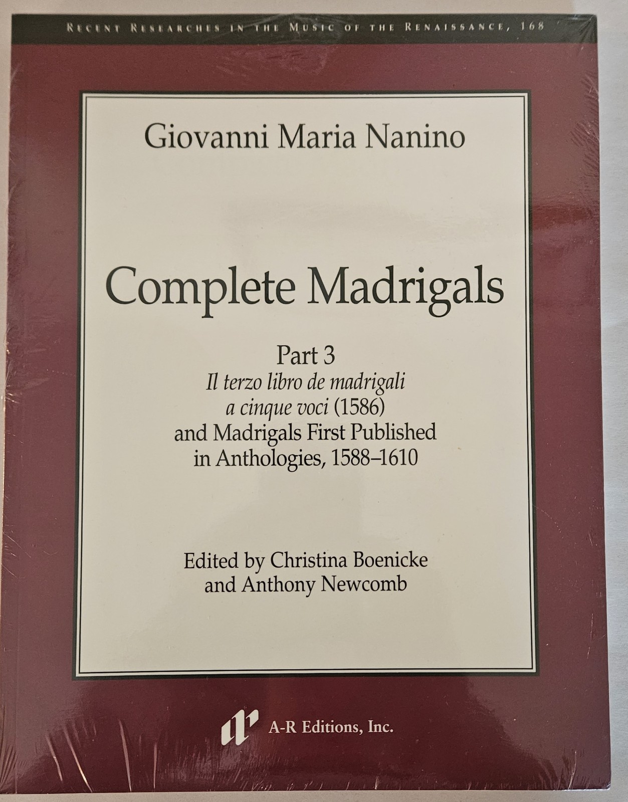 Giovanni Maria Nanino Complete Madrigals Part 3 A-R Editions Like New Giovanni Maria Nanino Complete Madrigals Part 3 A-R Editions Like New