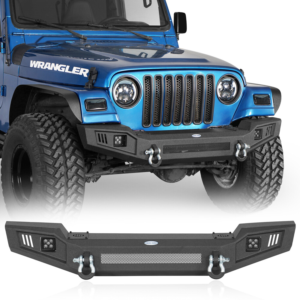 Hooke Road Black Front Rear Bumper w/Tire Carrier Fit 1997-2006 Jeep Wrangler TJ
