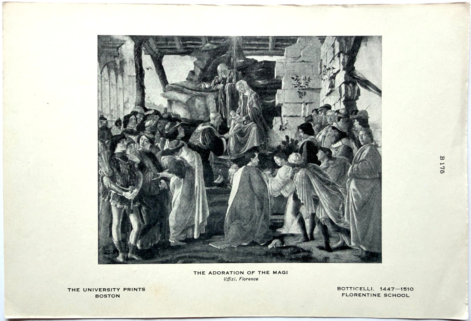 c1920-30s The Adoration Of The Magi Half Tone Print Botticelli Uffizi Florence