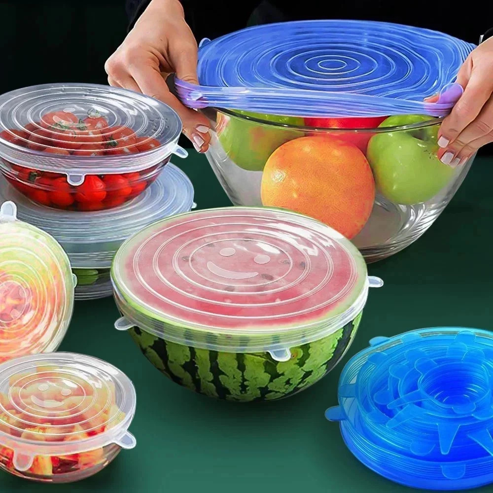 6Pcs Stretch Silicone Lids Bowl Reusable Kitchen Food Storage Wrap Sealing Cover 6Pcs Stretch Silicone Lids Bowl Reusable Kitchen Food Storage Wrap Sealing Cover