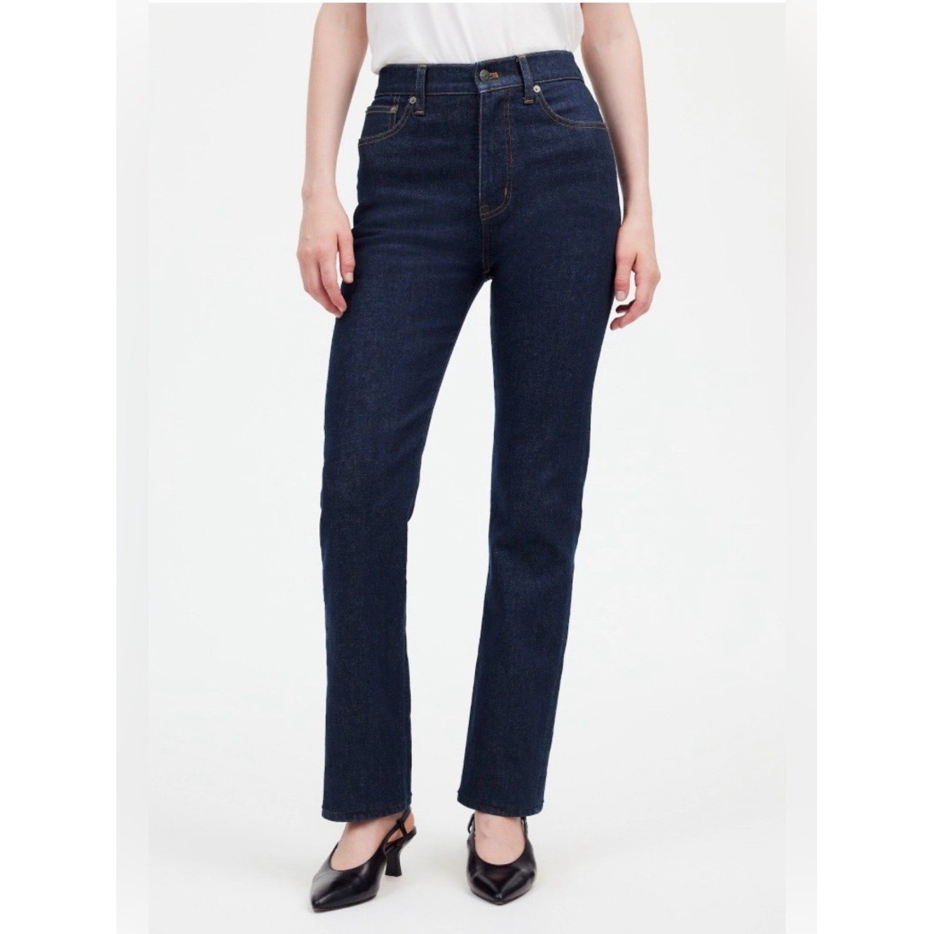 NWOT Madewell 90\'s Straight High Rise Dark Wash Jeans Size 27