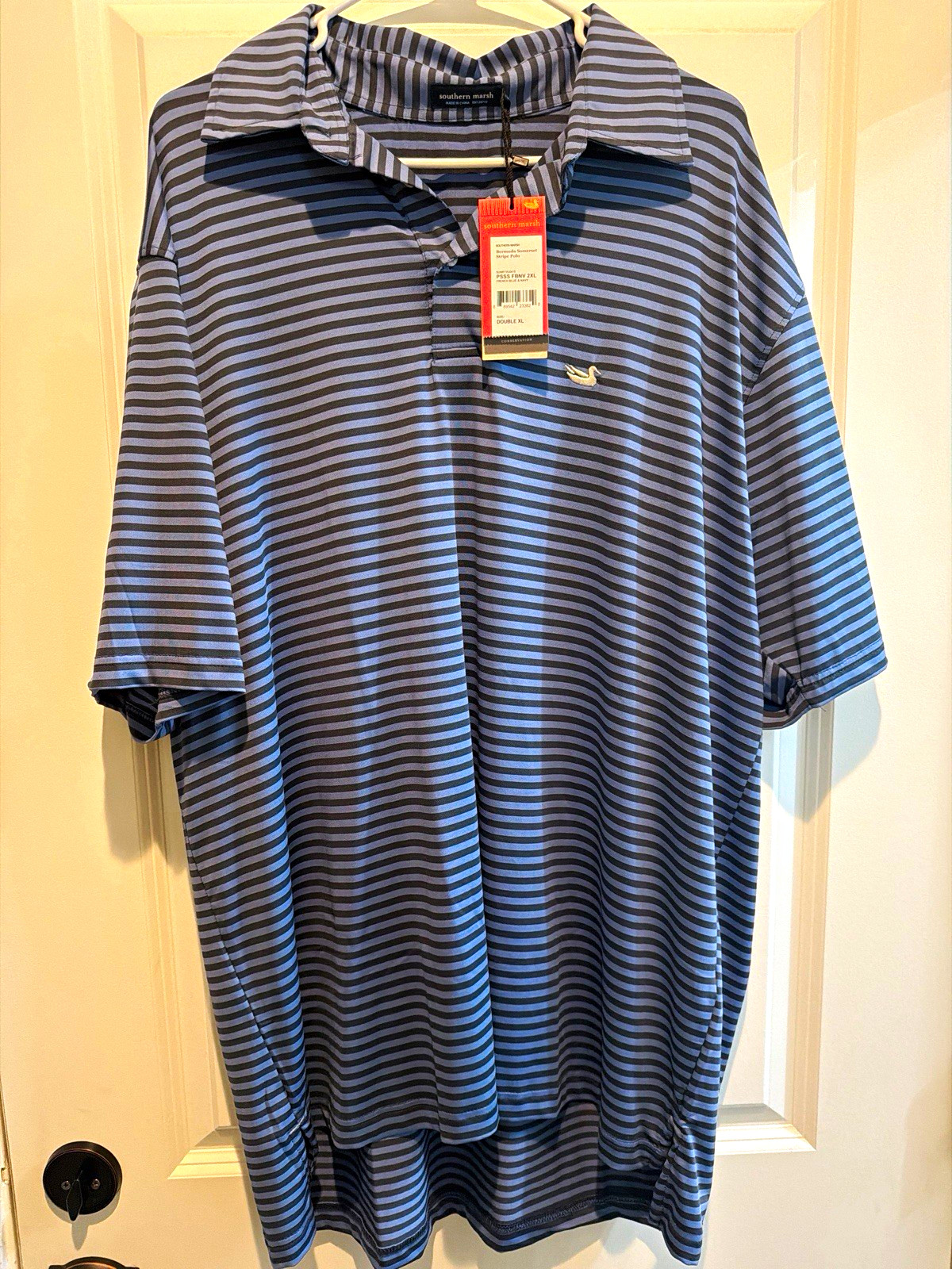 NWT Southern Marsh Bermuda Somerset Stripe Polo Mens 2XL French Blue Navy Golf NWT Southern Marsh Bermuda Somerset Stripe Polo Mens 2XL French Blue Navy Golf