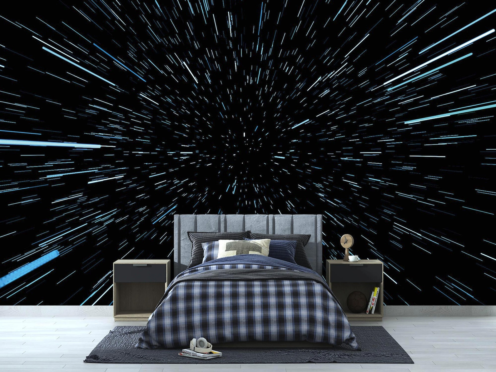 Hyperspace Wall Mural, Futuristic Cyberpunk Wallpaper, Star, War Ship Cabin View