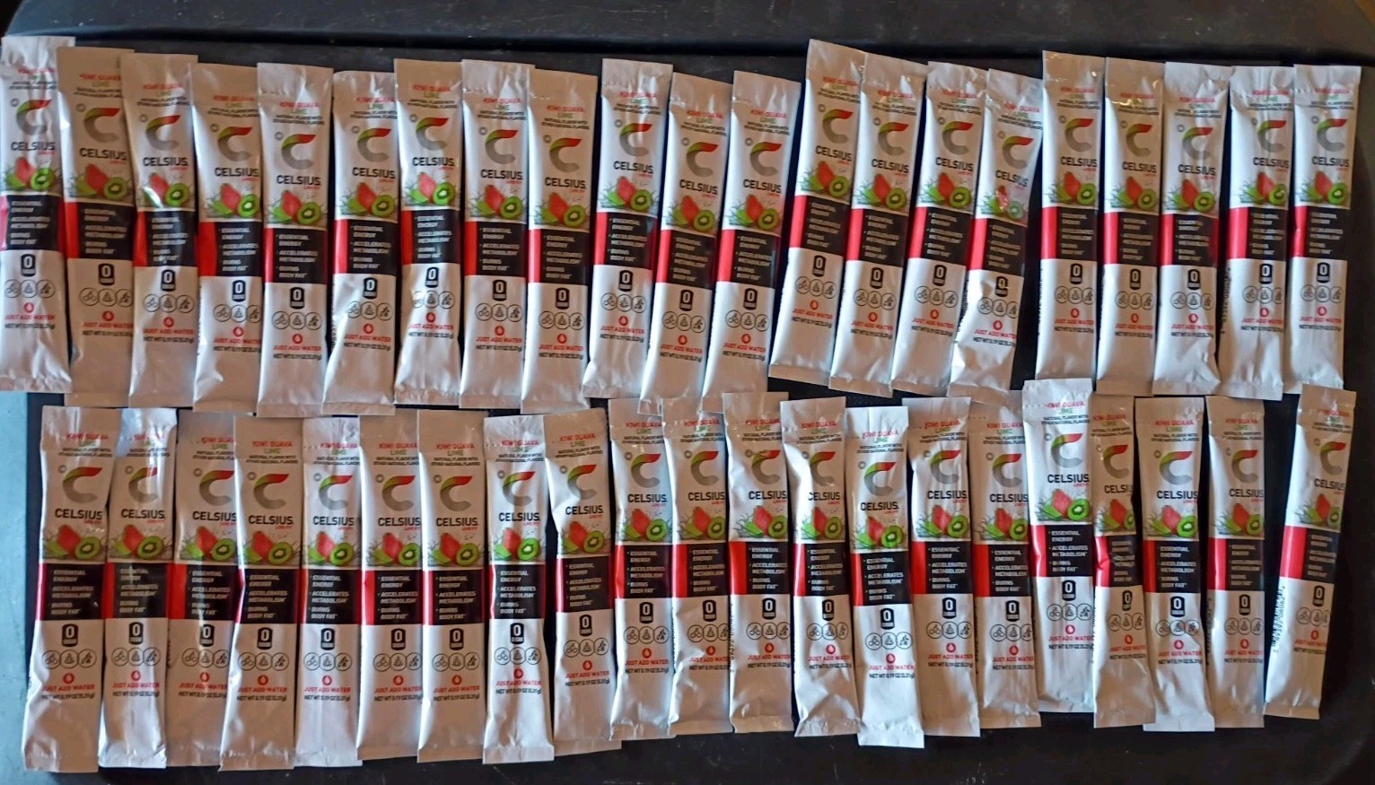 Celsius On The Go Energy Powder Packets Kiwi Guava Lime 42 Sticks Exp 06/27/B Celsius On The Go Energy Powder Packets Kiwi Guava Lime 42 Sticks Exp 06/27/B