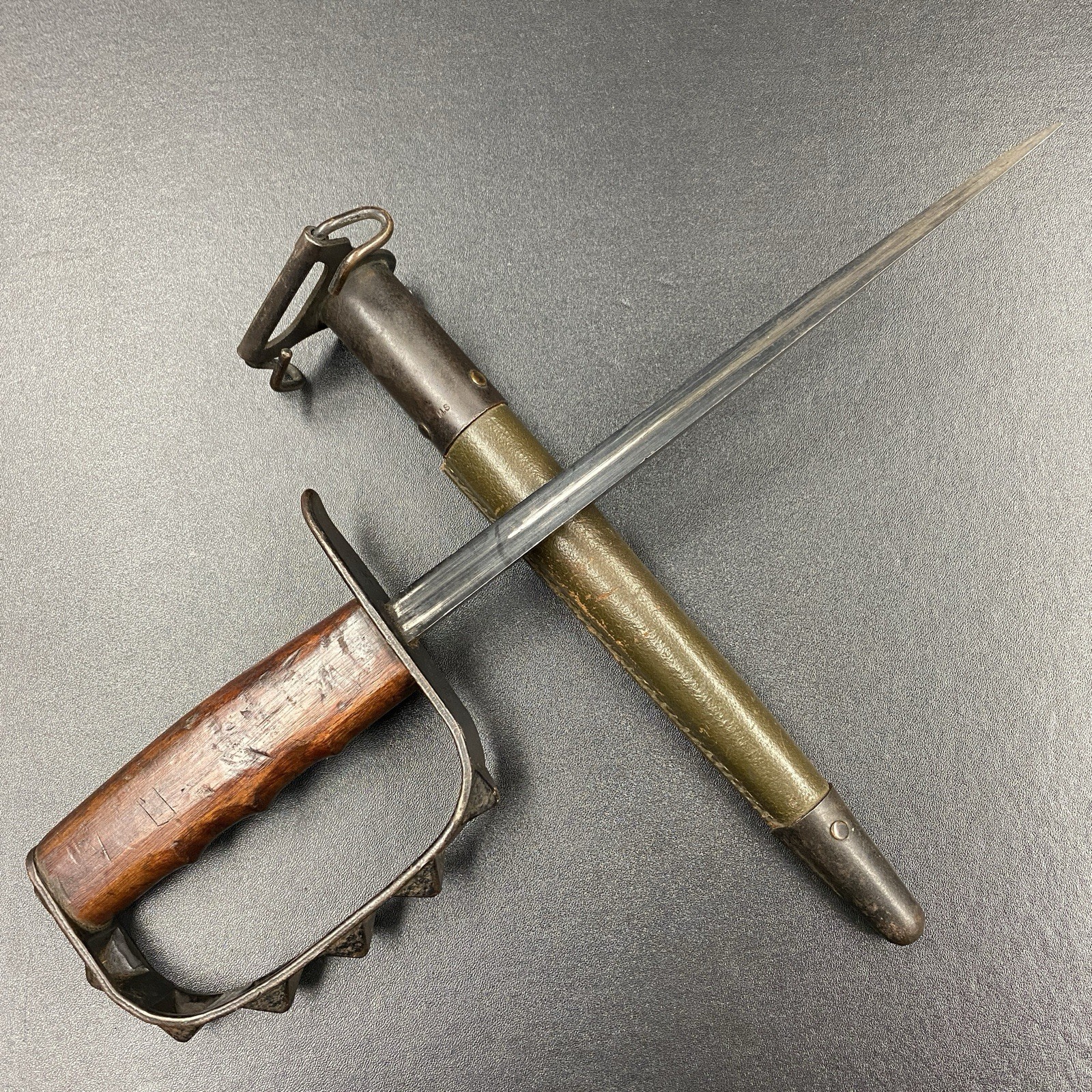 WW1 US M1917 Trench Knife L.F. & C. 1917 with Original M.S. Leather Scabbard VTG