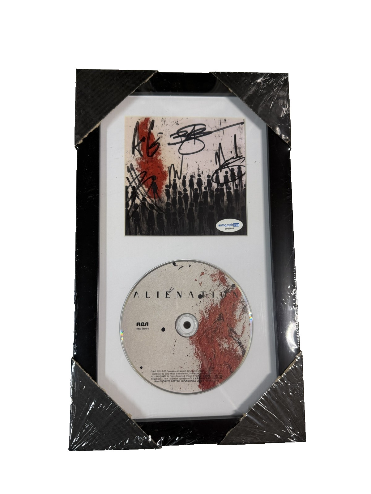 SIGNED Three Days Grace Alienation CD Group Auto 12x7 in Frame w/ COA ACOA Vert