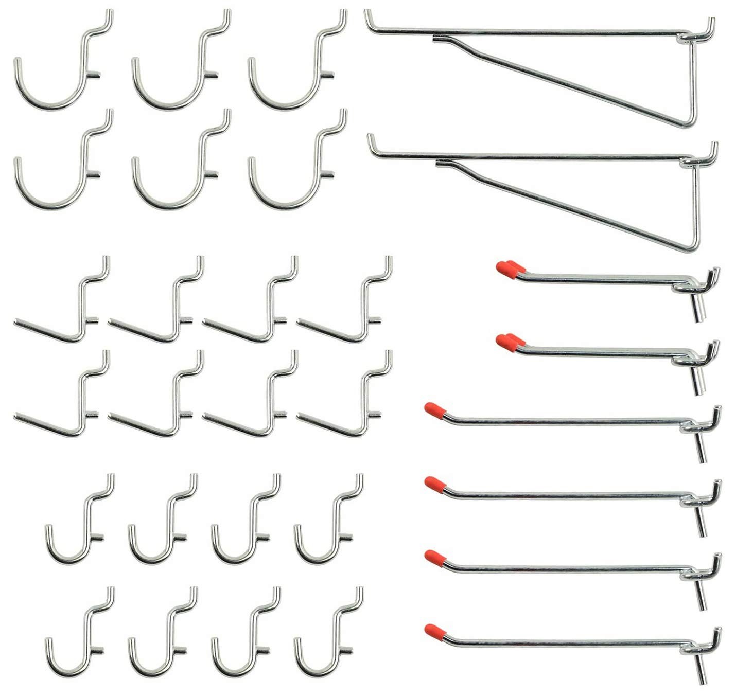 30PC Heavy Duty Pegboard Hooks Set - Fits 1/4-Inch Peg Holes