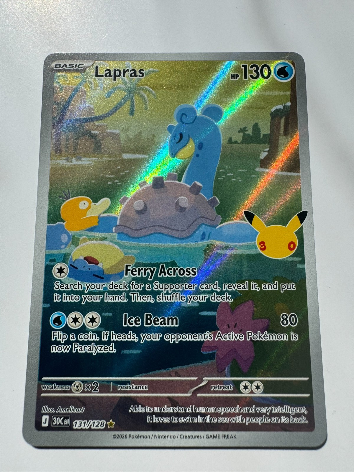 Lapras 131/128 Me: 30th Illustration Rare Celebration Holo NM/M Lapras 131/128 Me: 30th Illustration Rare Celebration Holo NM/M