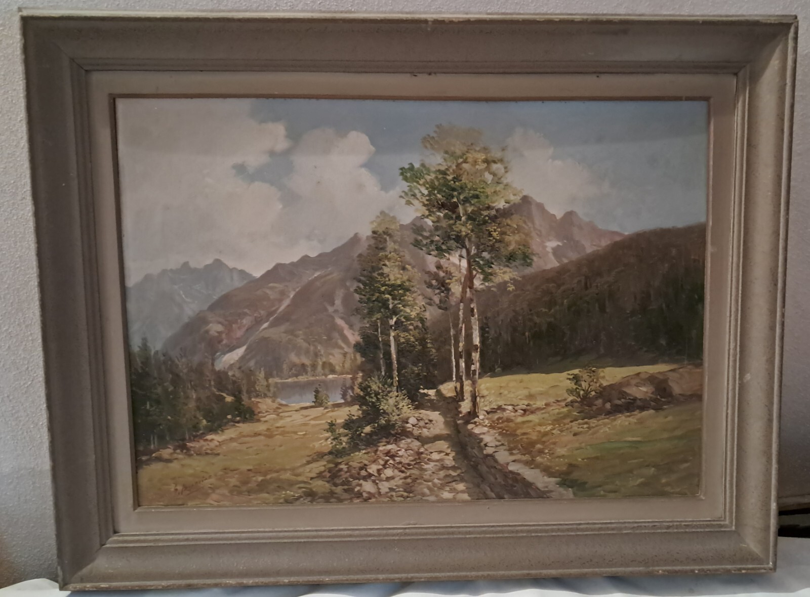 OIL ON BOARD ALPINE LANDSCAPE - GIUSEPPE BONACINA - 1950s - MOUNTAIN