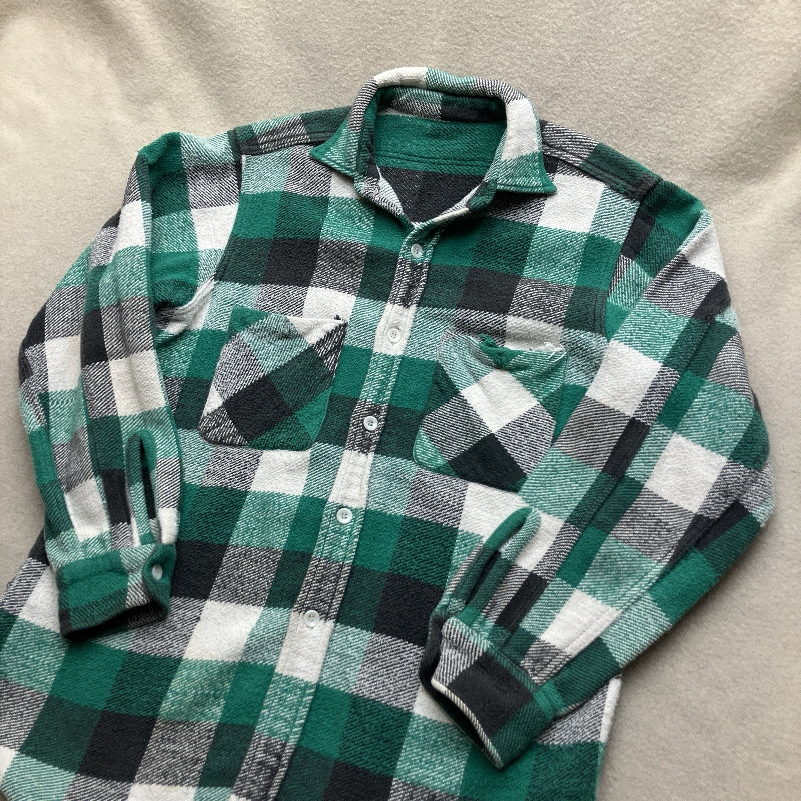 Vintage 50’s Big Mac Woven Cotton Flannel Shirt M Gusset Green Plaid Sanforized Vintage 50’s Big Mac Woven Cotton Flannel Shirt M Gusset Green Plaid Sanforized