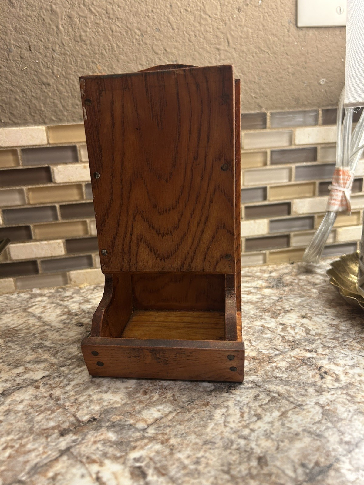 Antique Wooden Match Box Holder, See Photos Antique Wooden Match Box Holder, See Photos