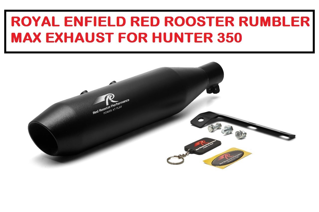 RED ROOSTER RUMBLER MAX BLACK EXHAUST FOR ROYAL ENFIELD HUNTER 350