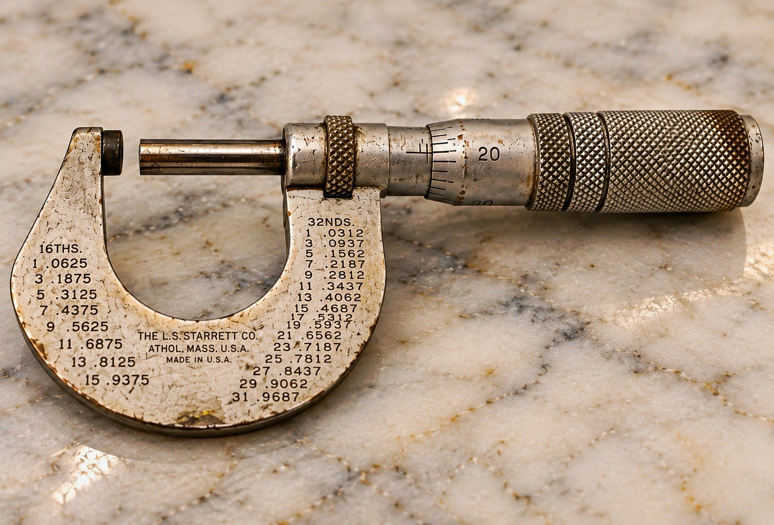 Vintage L.S. Starrett No. 230-F 0-1” Micrometer Friction Thimble USA Machinist