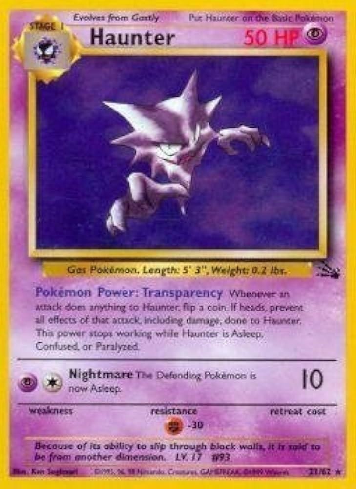 Pokémon TCG - Haunter - 21/62 - Rare - Fossil Unlimited [Moderately Played]