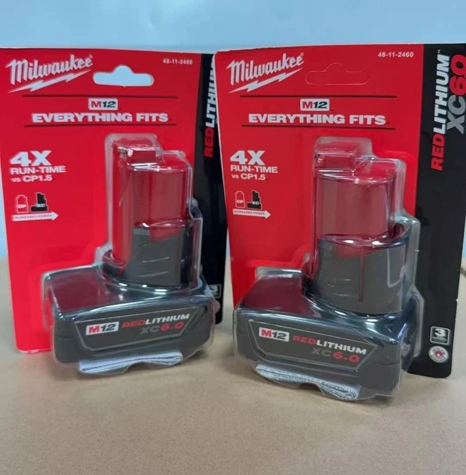 2 PCS MіІwaukеe 48-11-2460 M12 12V RED LITHIUM XC 6.0 Extended Capacity Battery