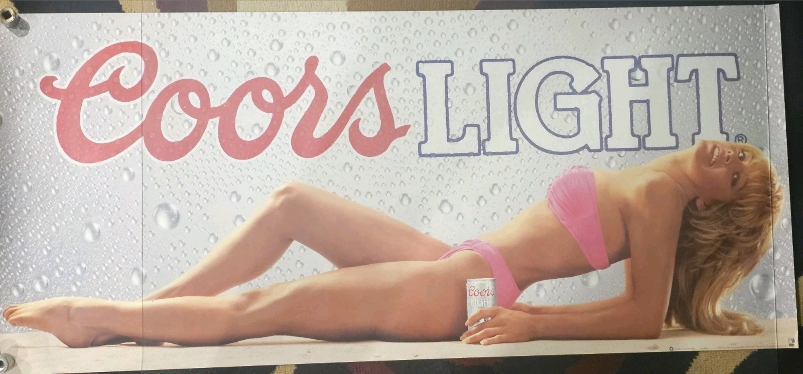 1991 Rare Coors Light Sexy Pink Bikini Beer Poster Vintage 44” X 20” 1991 Rare Coors Light Sexy Pink Bikini Beer Poster Vintage 44” X 20”