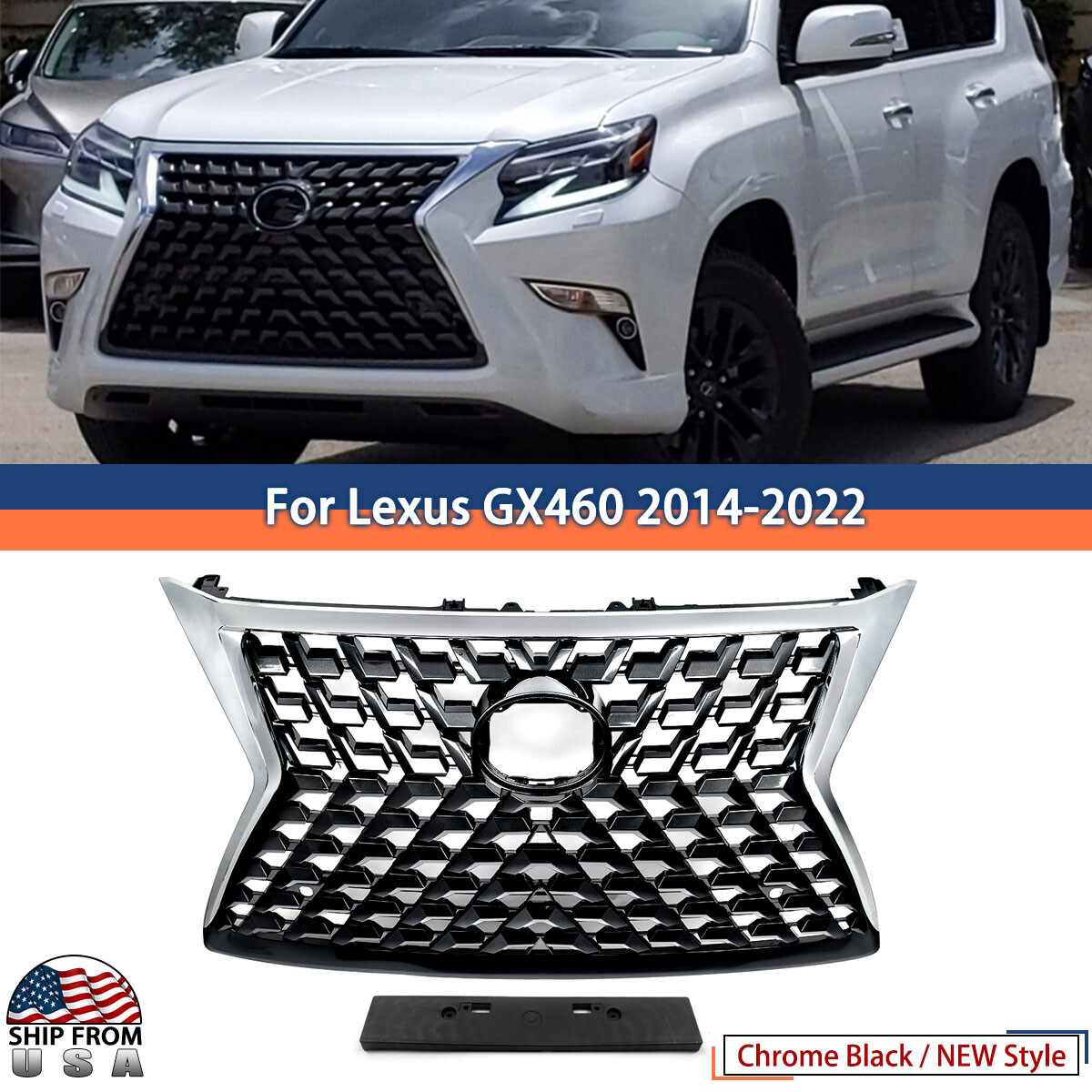 New Upgrade Luxury Front Upper Grille For 2014-2022 LEXUS GX460 Factory Style