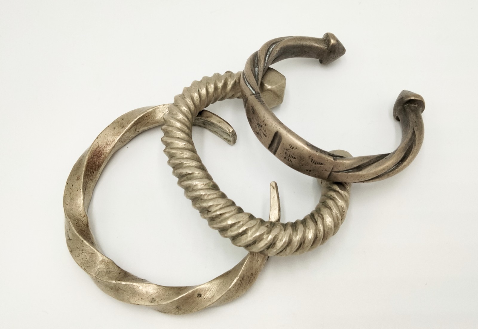 Antique African Bangles Slave Bracelets Manilla Currency Early 20th Century x 3 Antique African Bangles Slave Bracelets Manilla Currency Early 20th Century x 3