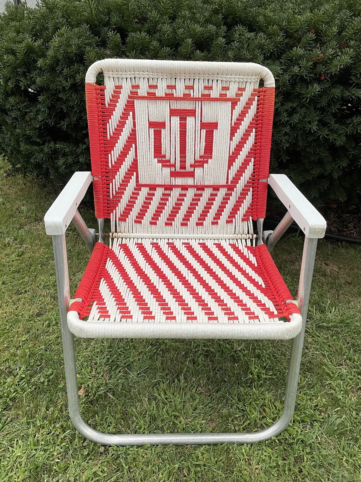 VTG Indiana Knit Folding Chair IU University Macrame Patio Tailgate Camping NCAA