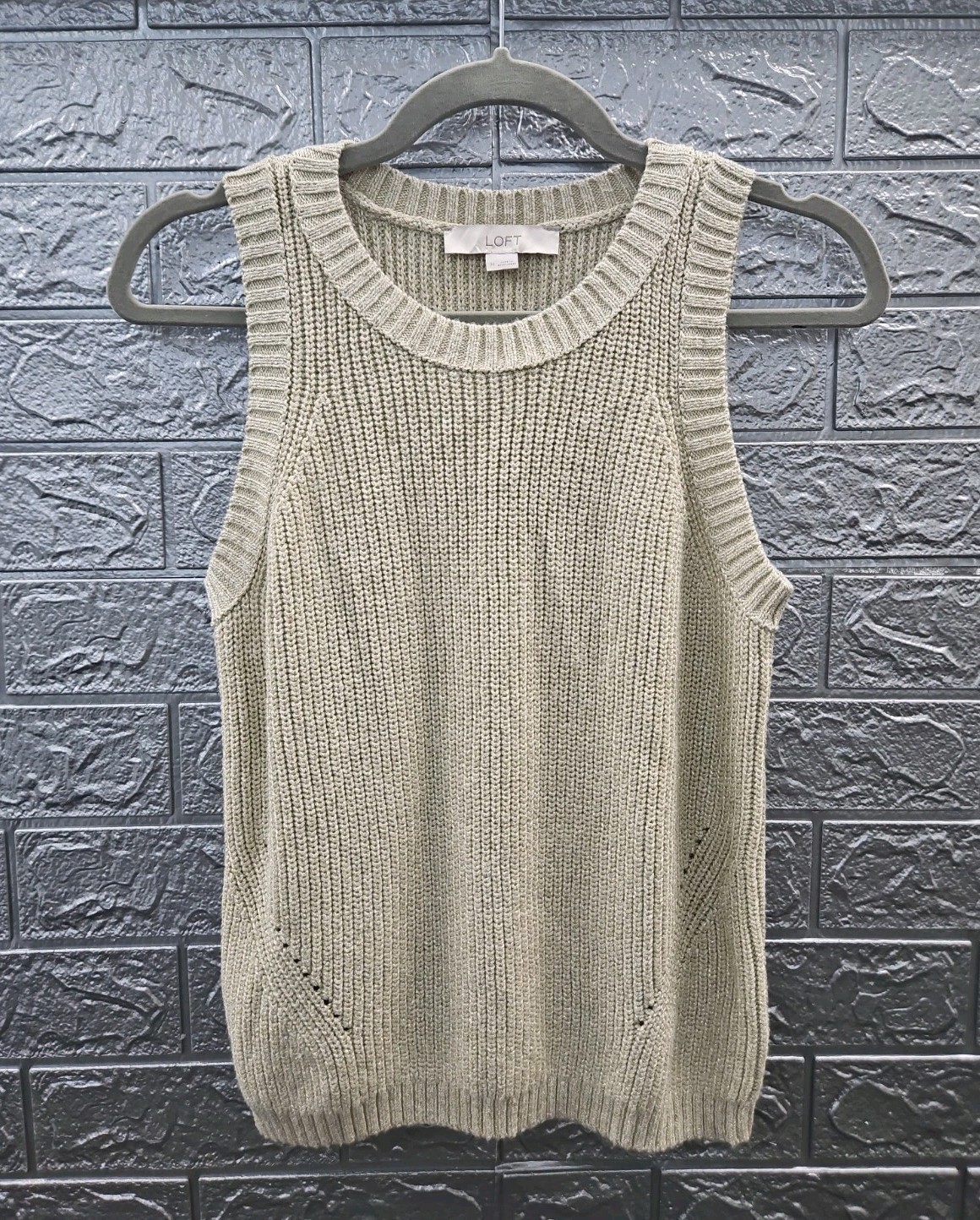 New Loft Shimmer Halter Sweater Tank Top Gold Size M