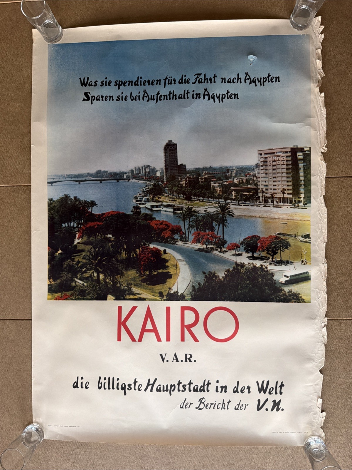 RARE VTG 1963 German Lang Travel Poster Kairo/Cairo, Egypt V.A.R/U.A.R. Original