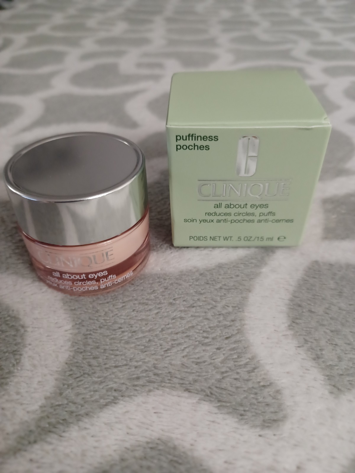 New Clinique All About Eyes Rich Reduces Circles Puffs 0.5 oz/15 ml Full Size