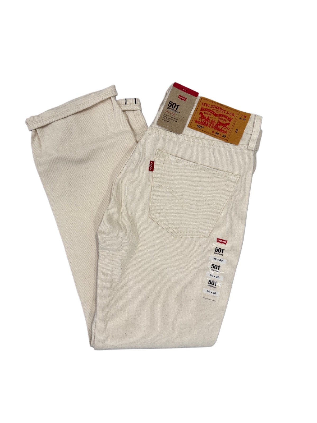 Levis 501 Jeans New Mens Original Button Fly Color Off White Cream 005013343 Levis 501 Jeans New Mens Original Button Fly Color Off White Cream 005013343
