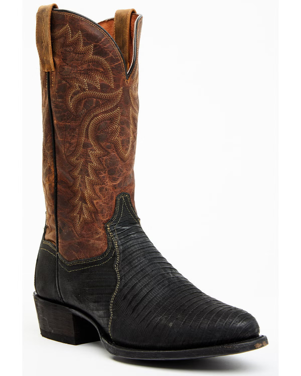 Dan Post® (Men\'s 8.5 D) Winston™ Exotic Teju Lizard Western Boot, Black - $320