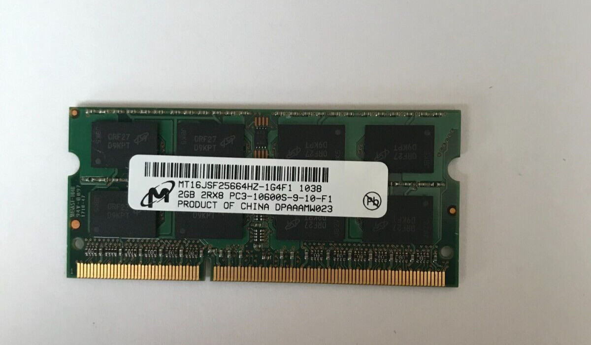 Micron 2GB 2Rx8 DDR3 PC3-10600S Laptop Memory MT16JSF25664HZ-1G4F1 Micron 2GB 2Rx8 DDR3 PC3-10600S Laptop Memory MT16JSF25664HZ-1G4F1