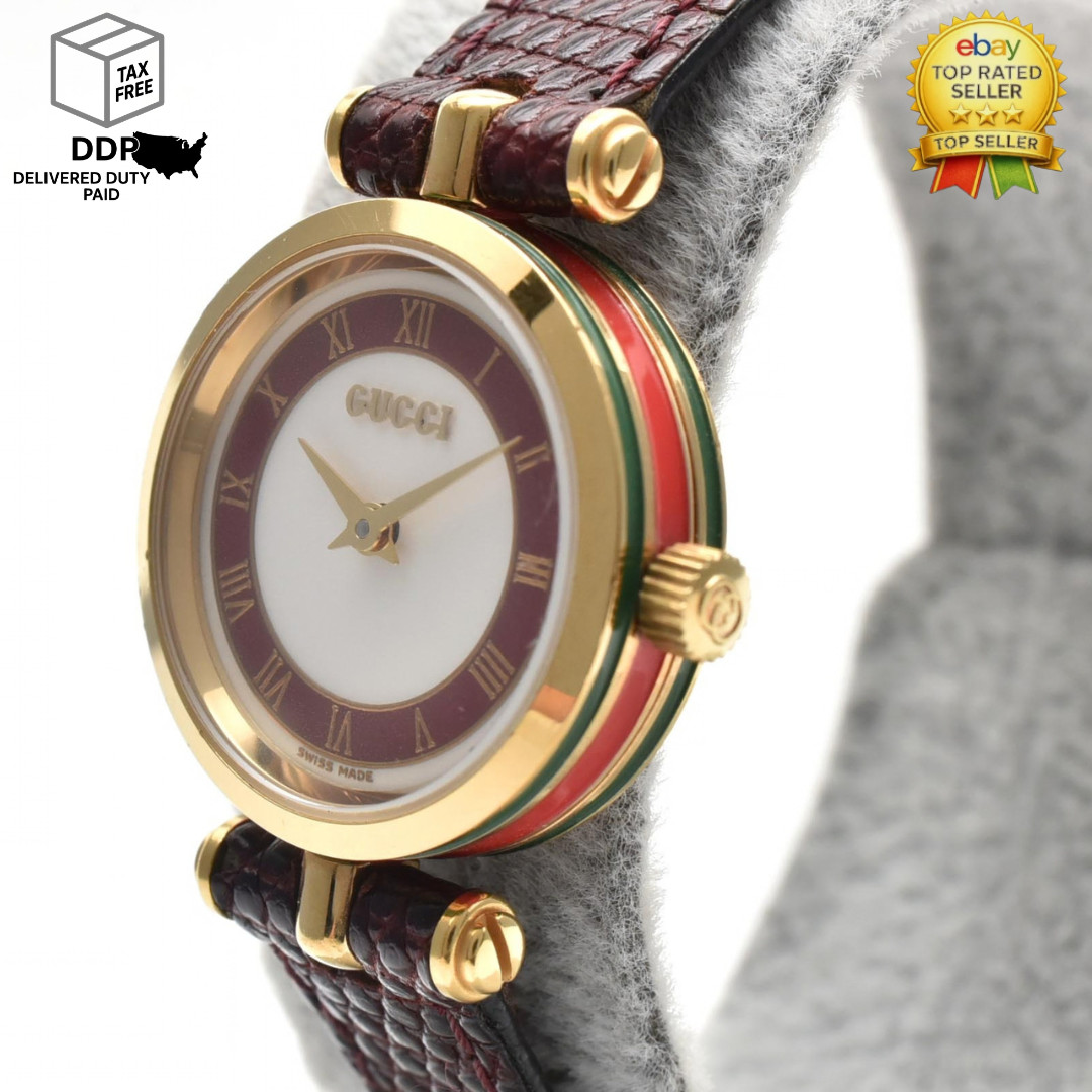 Vintage [Exc+5] GUCCI 2000L 21mm Red Dial Sherry Line Quartz Women's Watch JAPAN