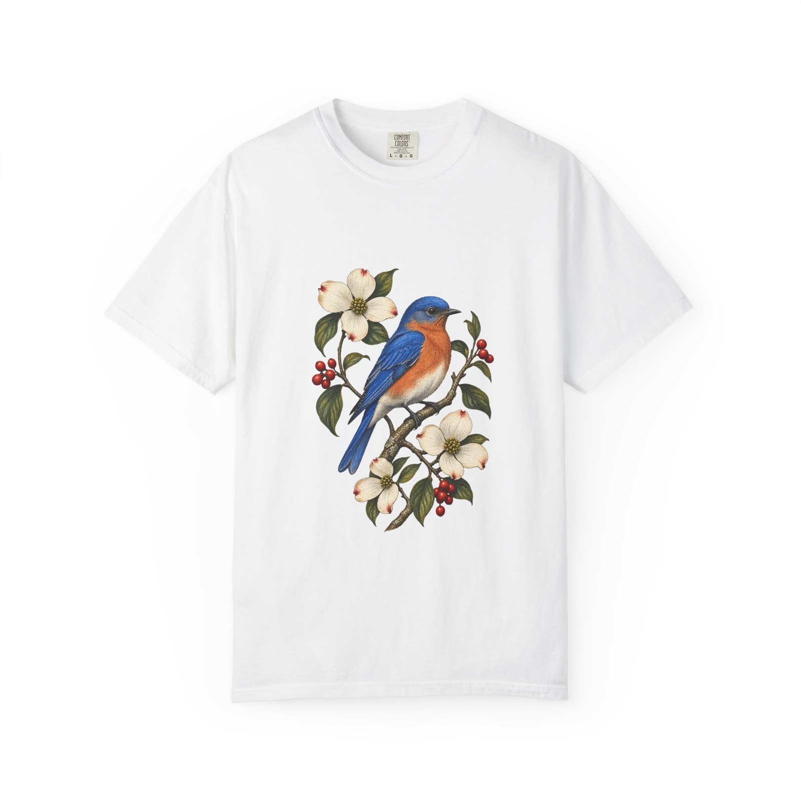 Eastern Bluebird Shirt Comfort Colors Dogwood Botanical Tee Birdwatcher Gift