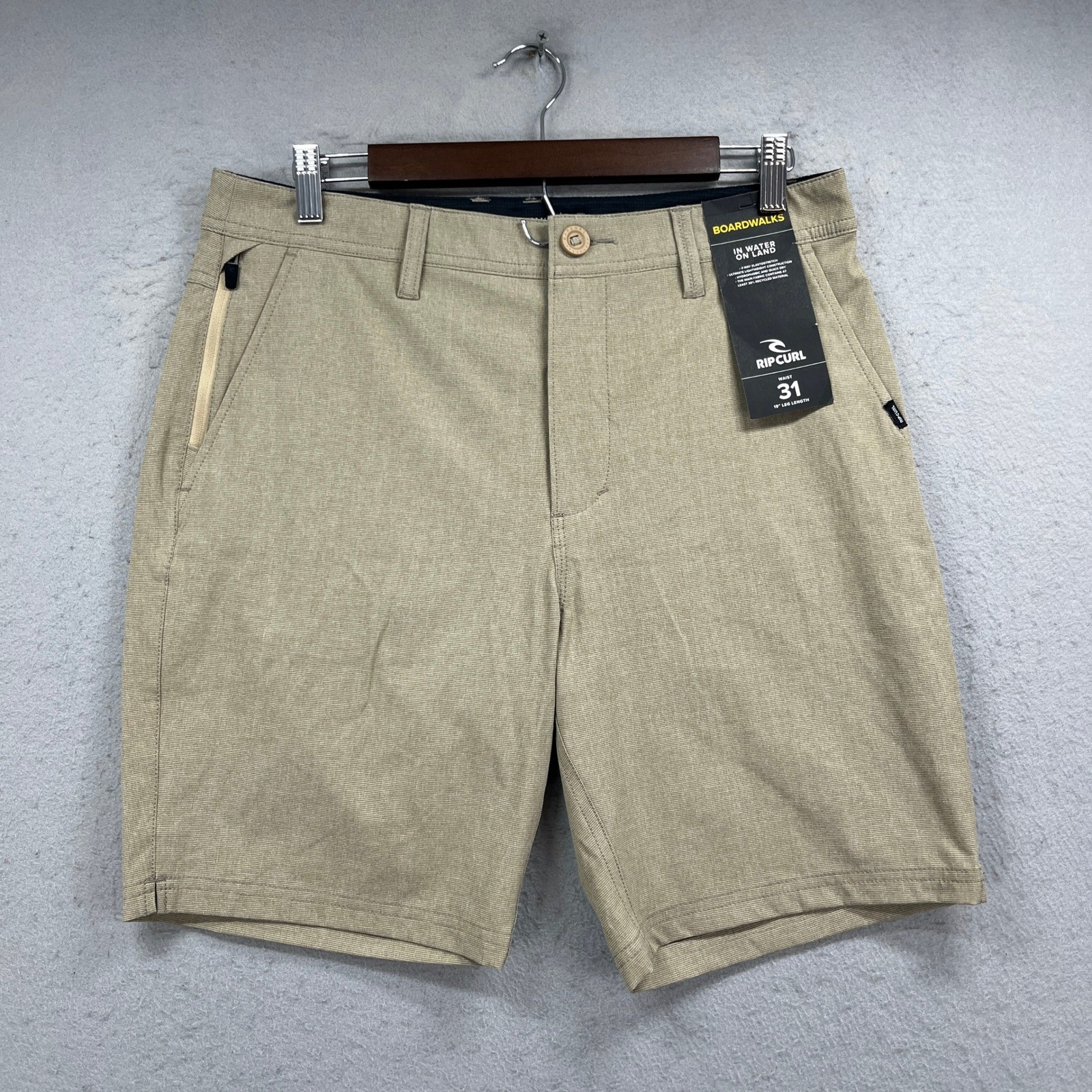 Rip Curl Boardwalks Shorts Mens 31 Tan Hybrid Mirage Surf Beach Casual NEW