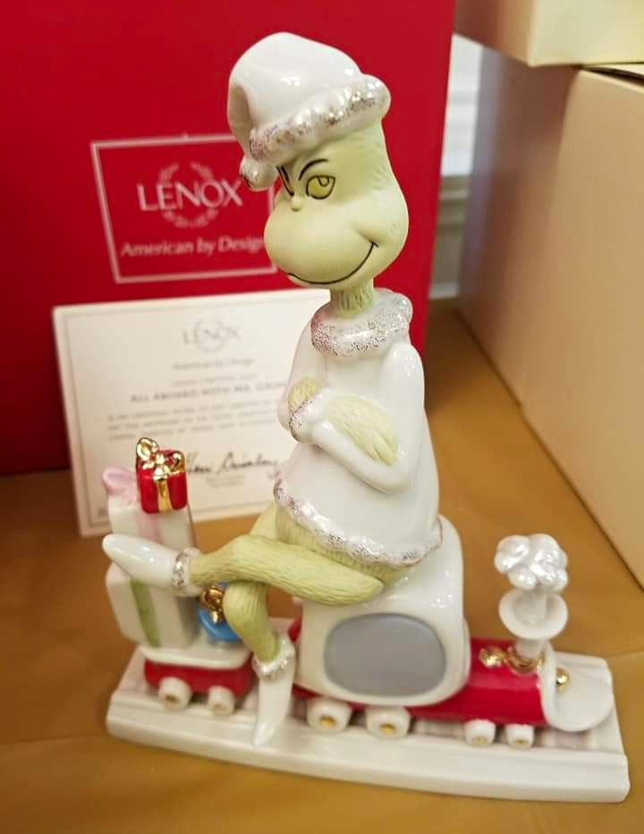 Lenox Vintage All Aboard with Mr. Grinch Figurine Dr. Seuss Train MIB COA 7