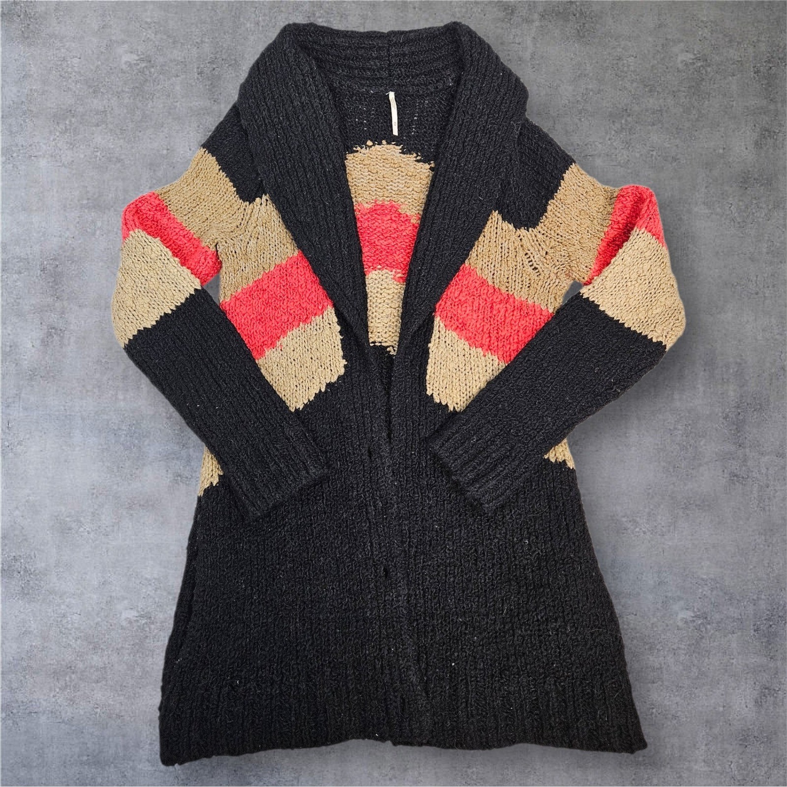 Free People Rocket High Boyfriend Cardigan Sweater Chevron Stripe Shawl Collar