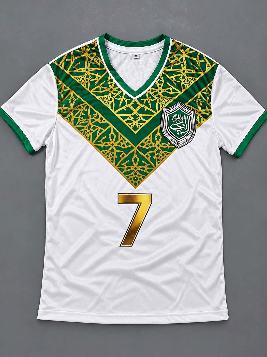 Saudi Arabia National Team #7 Soccer Jersey Shirt White/Green/Gold Men Adult M