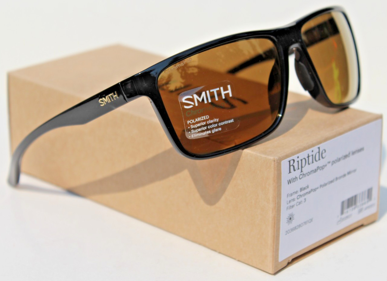 SMITH OPTICS Riptide POLARIZED Sunglasses Black/ChromaPop+ Bronze $229