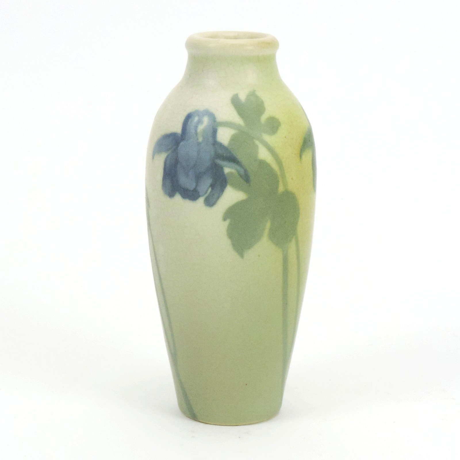 Rookwood Pottery matte glaze floral vellum columbine vase 1905 arts & crafts Rookwood Pottery matte glaze floral vellum columbine vase 1905 arts & crafts