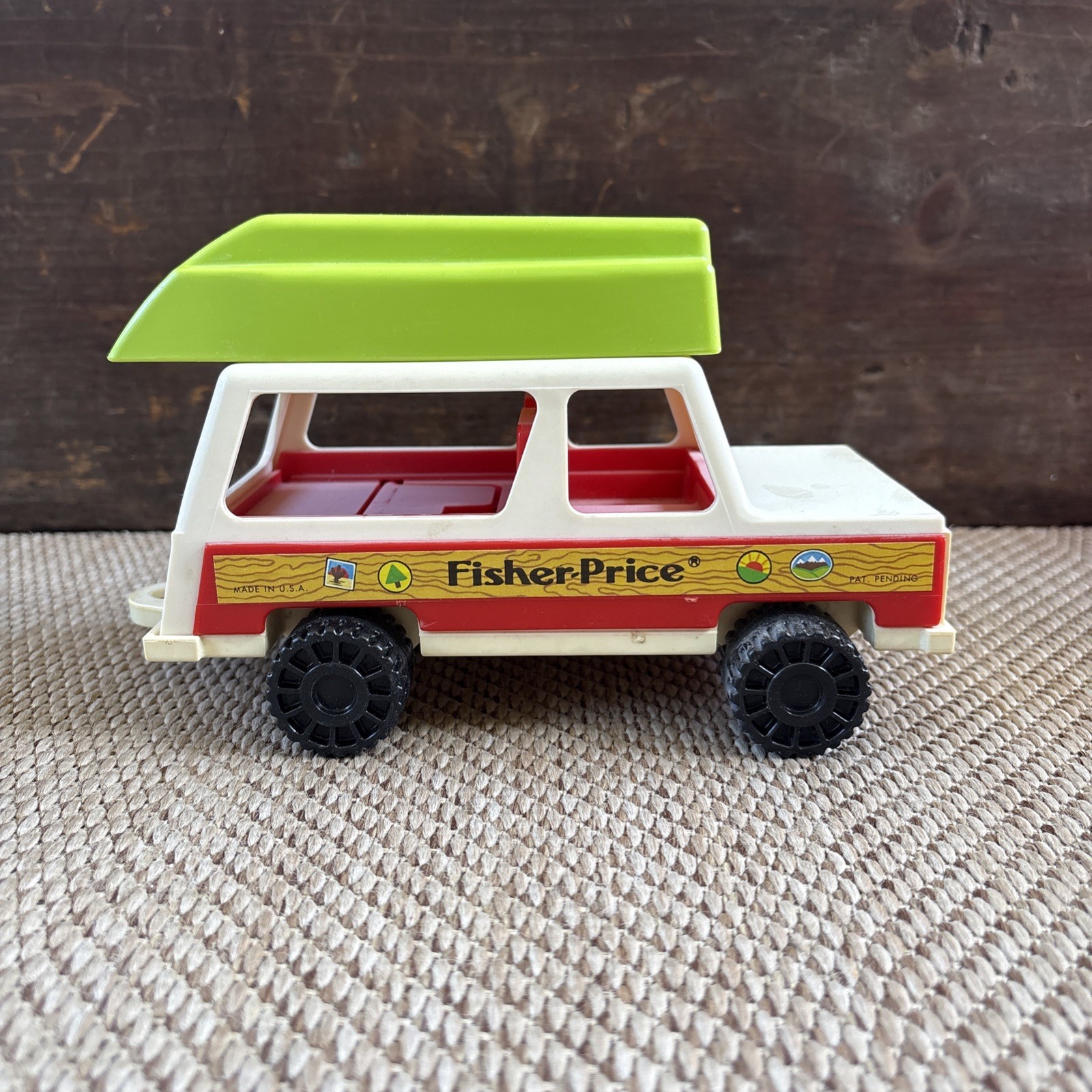 Vintage 1979 Fisher Price Little People Jeep With Boat Topper 992
