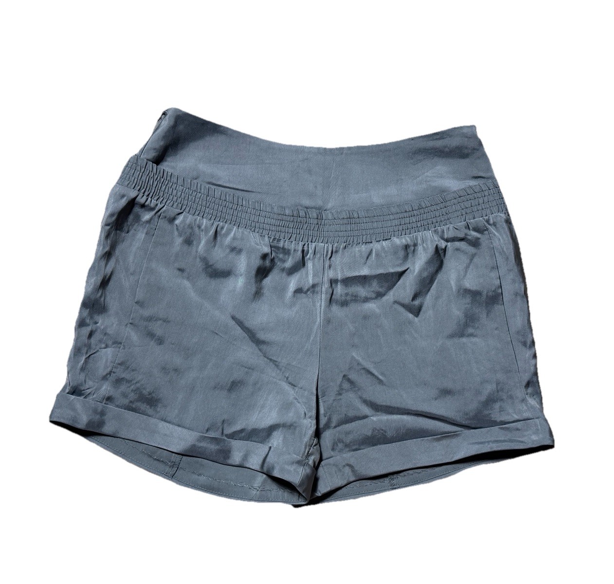 Theyskens Theory Rare Double Waistband Shorts 4 Gray Cuffed Designer Silk Blend