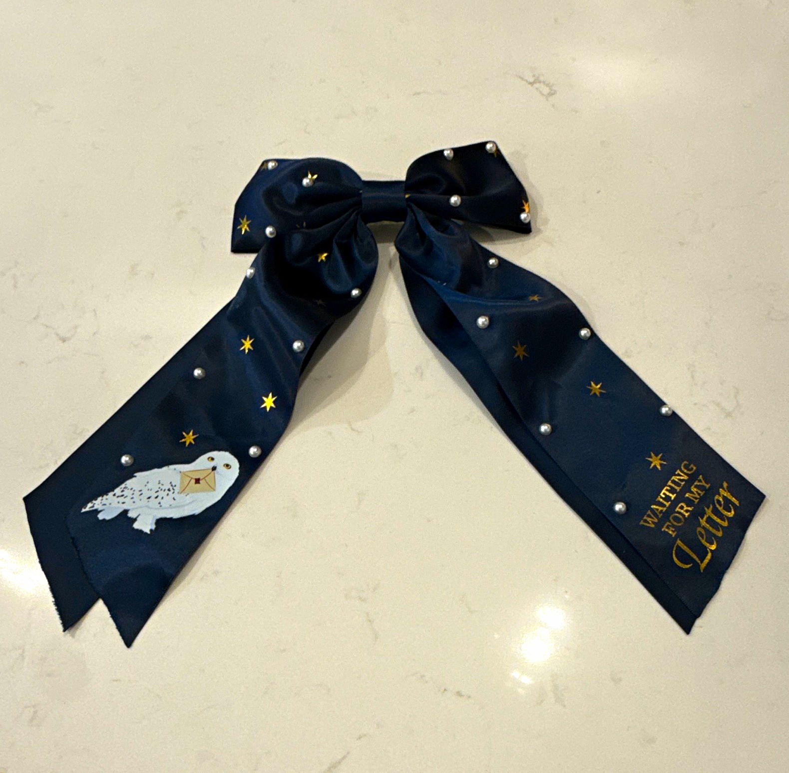 Harry Potter Hedwig Navy Satin Hair Bow Clip \ Harry Potter Hedwig Navy Satin Hair Bow Clip \