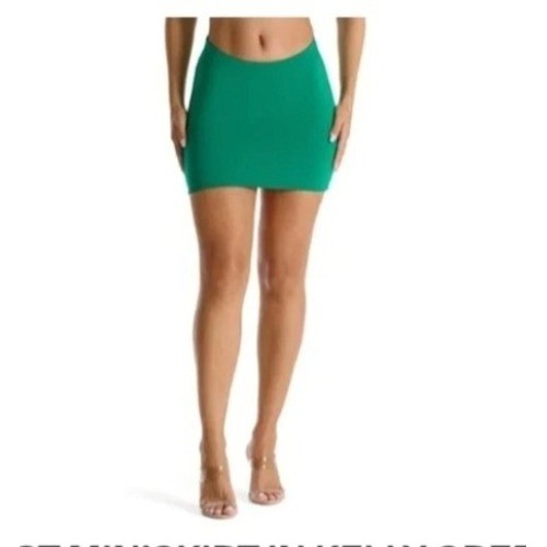 Naked Wardrobe Green Mini Skirt Scoop Waist NWT Large Naked Wardrobe Green Mini Skirt Scoop Waist NWT Large