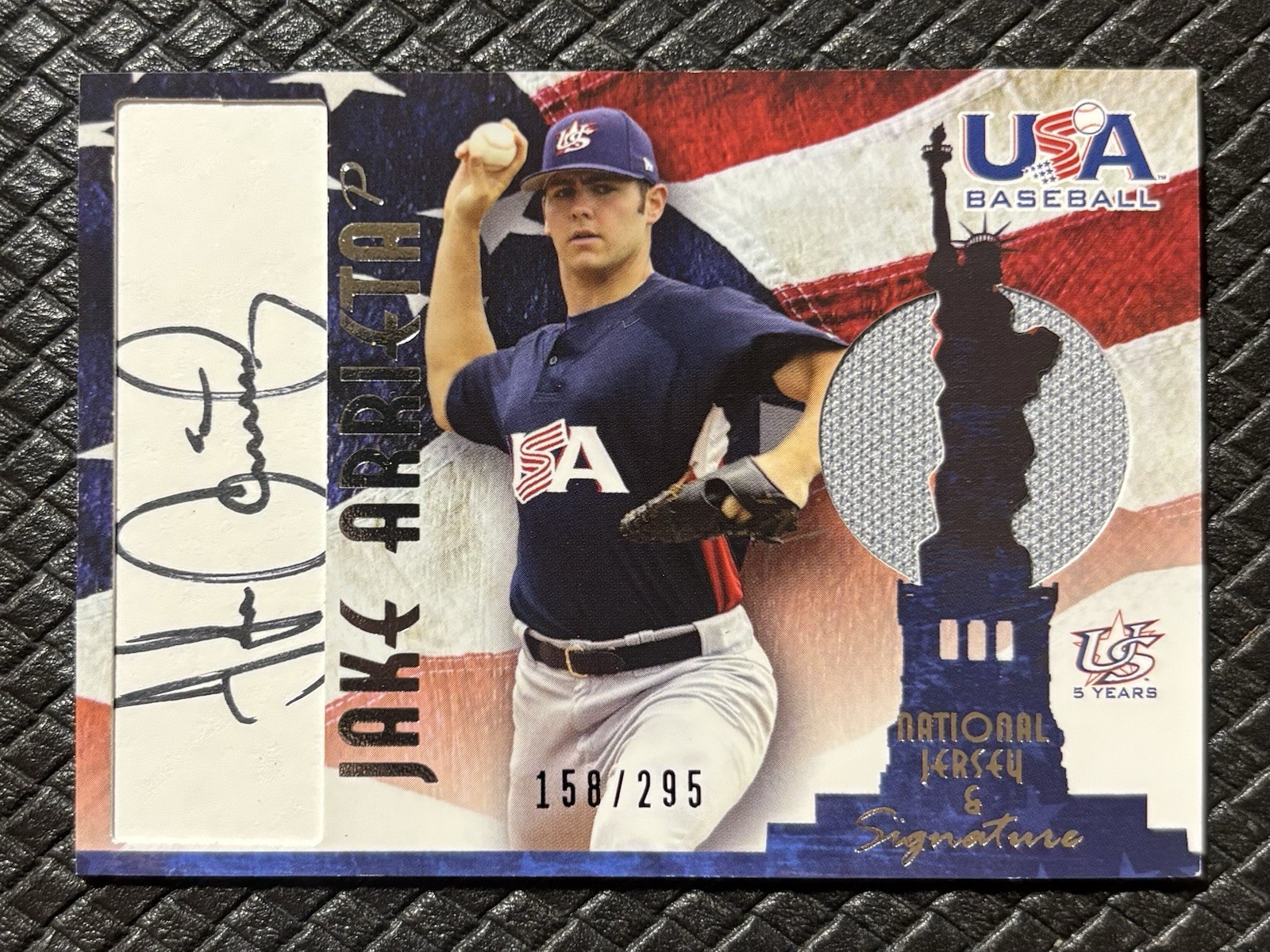 JAKE ARRIETA 2007 UD USA National Team SSP Auto Jersey Patch /295 Orioles Cubs