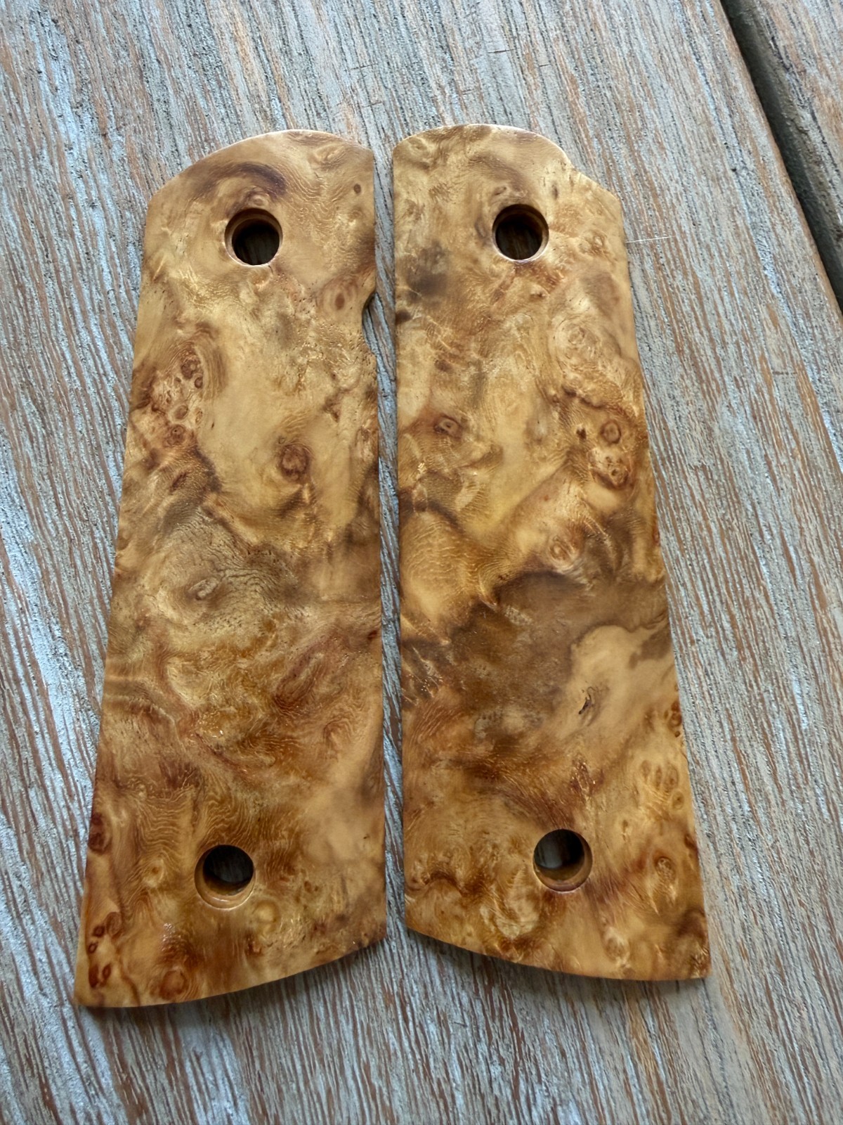 1911 Exotic Amboyna Burl Wood Grips Government Full Size Magwell Colt - Smooth